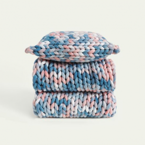 စိတ်ကြိုက် Cotton Cable Baby Chunky Knitted Blanket and Pillow ၁