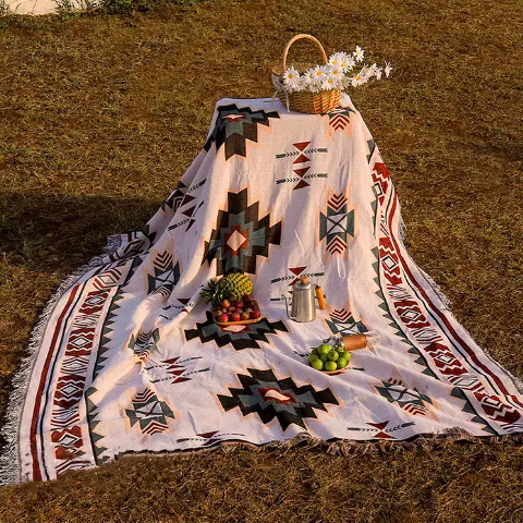 Outdoor Vintage Green Camping Blanket Lawn Mat Portable Picnic Mat