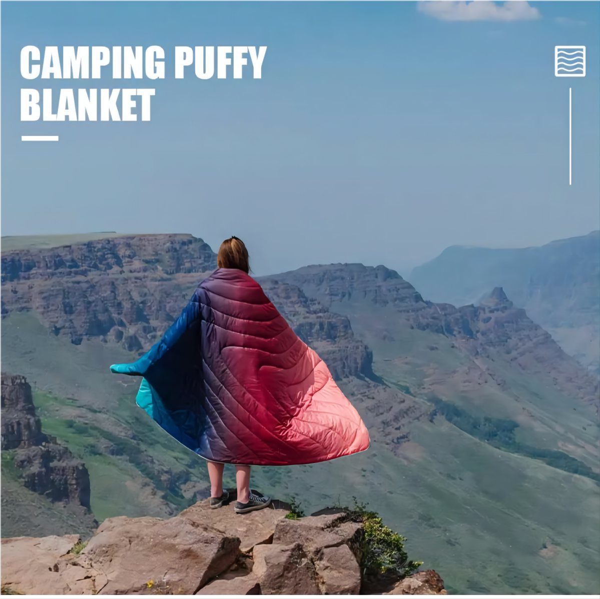 Nyomtatott, vízálló hordozható, könnyű csomagolható kempingezési túrázásra alkalmas, puffadt takaró (1)