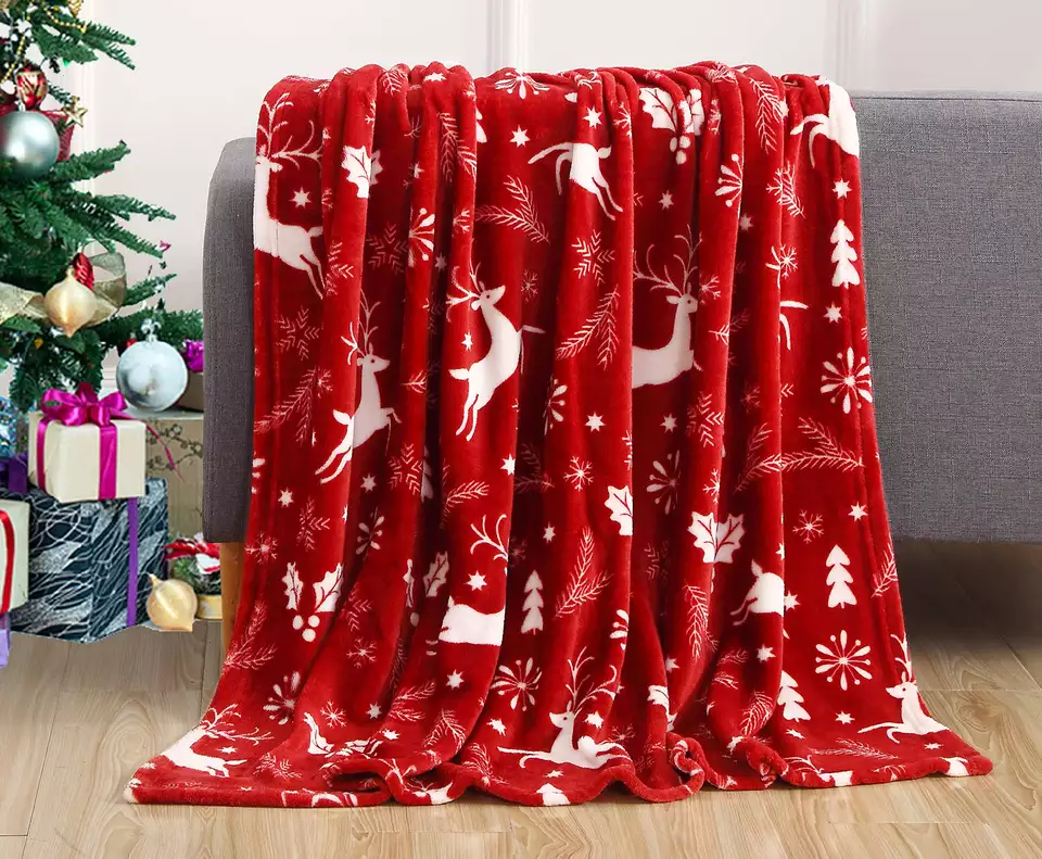 Didmeninė prekyba pagal užsakymą spausdinta Kalėdų eglutės antklodė Kalėdų flanelinė vilnos antklodė10