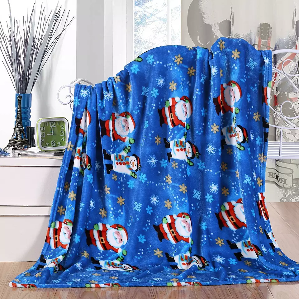 Didmeninė prekyba pagal užsakymą spausdinta Kalėdų eglutės antklodė Kalėdų flanelinė vilnos antklodė4