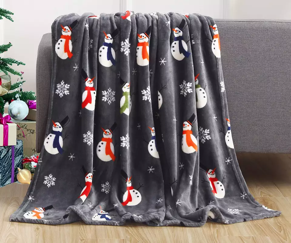 Didmeninė prekyba pagal užsakymą spausdinta Kalėdų eglutės antklodė Kalėdų flanelinė vilnos antklodė8