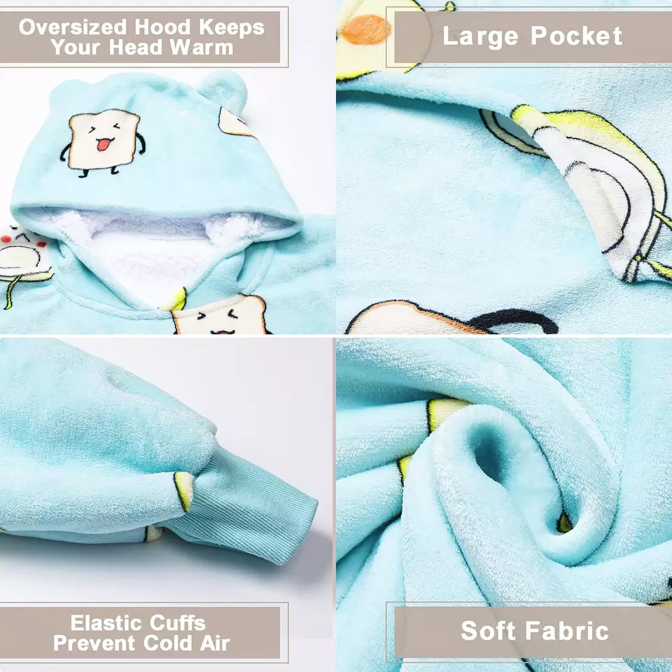Wholesale Custom Printed Outdoor Winter Warm Oversize Sherpa Fleece Hoodie Blanket5