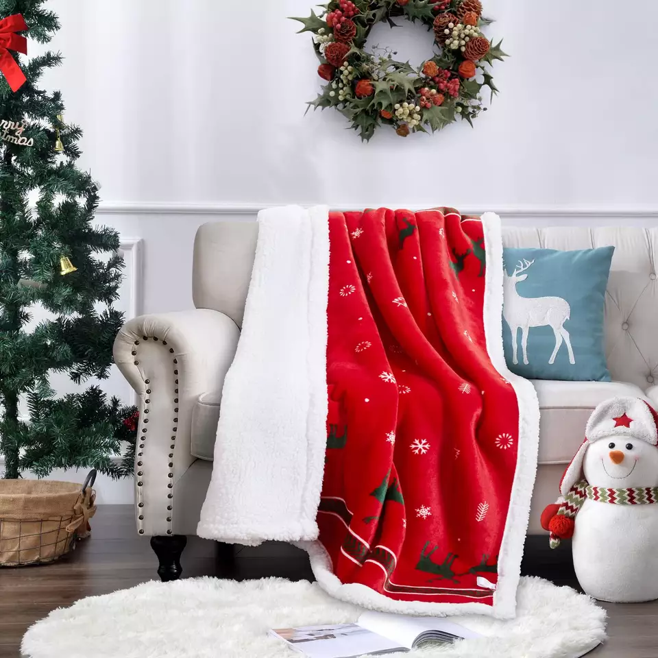 Christmas Gift Holiday Fuzzy Warm Super Soft Sherpa Fleece Throw Blanket3