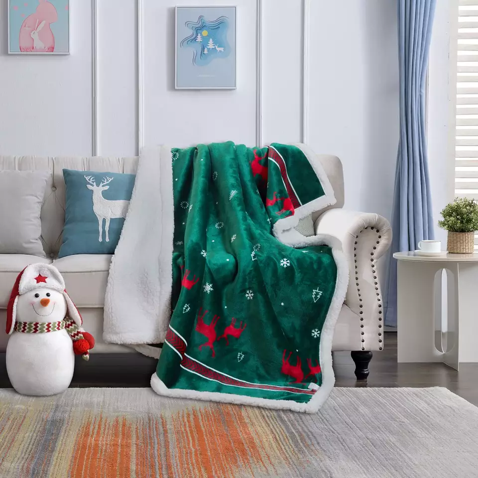 Christmas Gift Holiday Fuzzy Warm Super Soft Sherpa Fleece Throw Blanket6