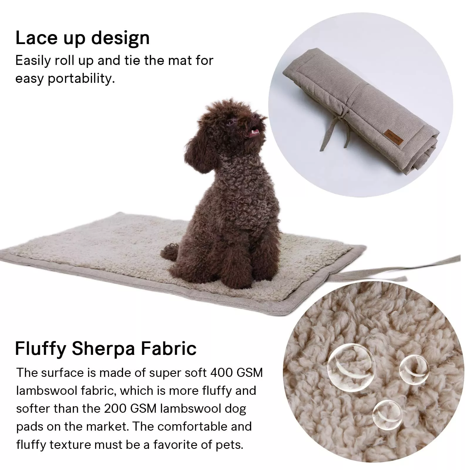 Custom Size Sherpa Fleece Polyester Luxury Designer Dog Cat Couch Bed Mat For Pets10