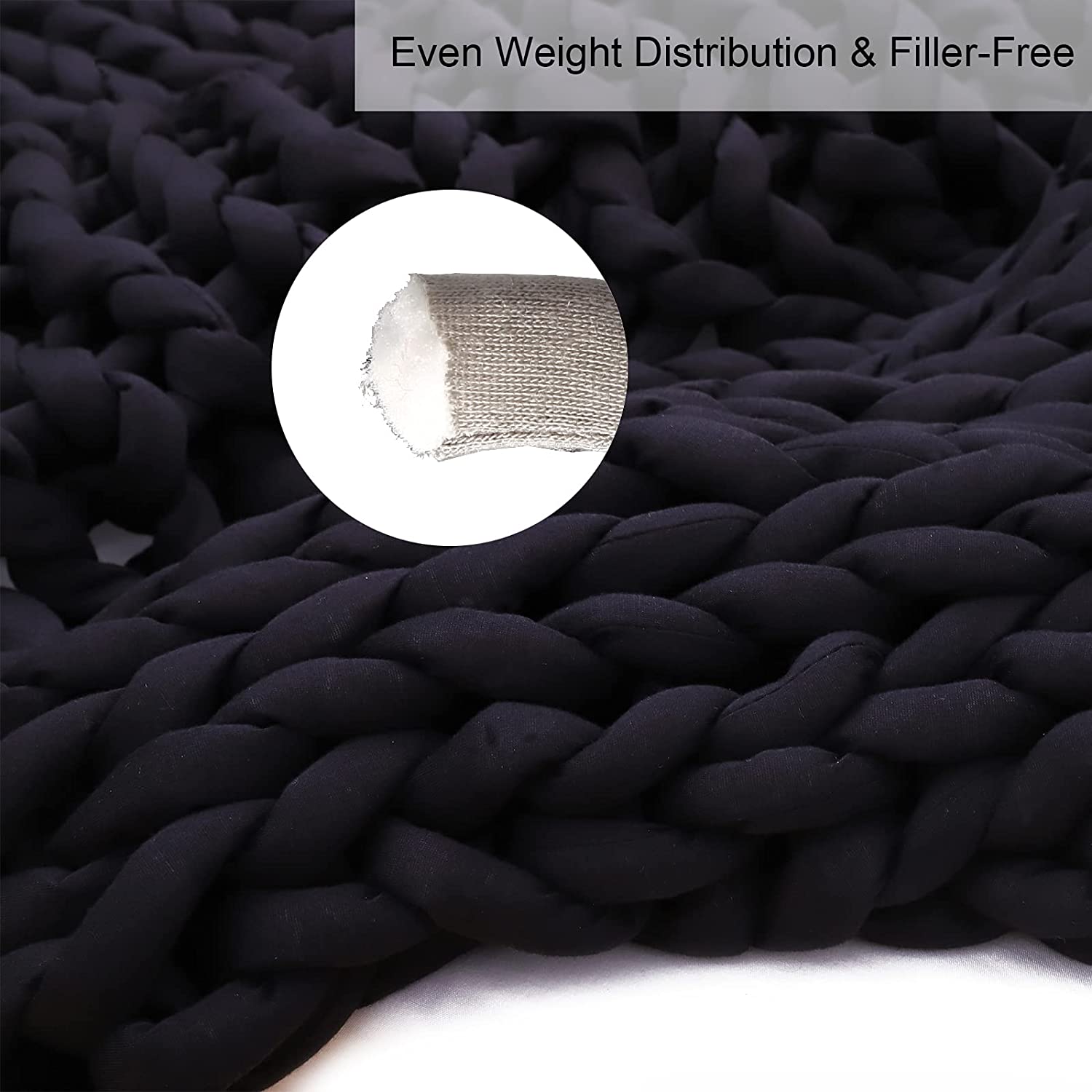 Handmade Chunky Knit Weighted Blanket Throw, Cooling Polyester Weighted Blanket  (1)