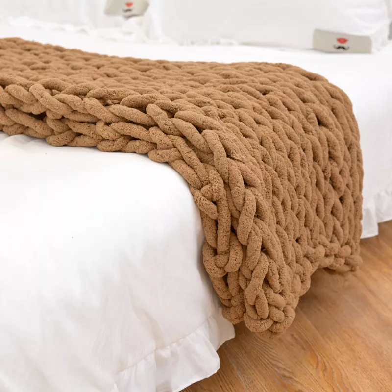 Luxury handmade Throw Blanket Customized Size Large Cable chunky Knit Soft crochet Chenille Blanket8