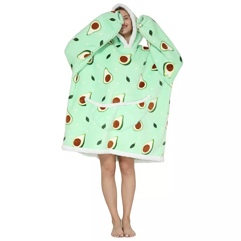 Wholesale Wearable Fleece Puffy Glow Giant Hoodie Blanket6